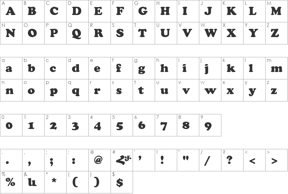ArTarumianErevan font character map preview