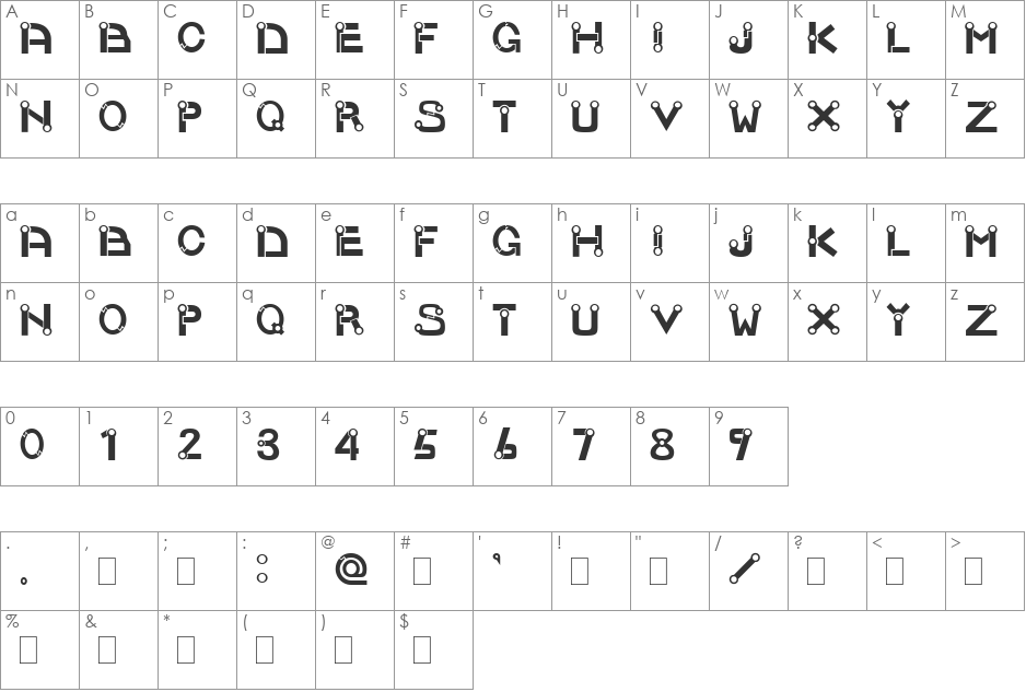 JOINT font character map preview