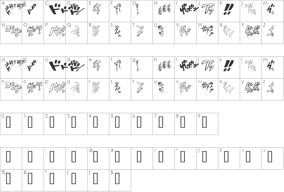 Jojomix font character map preview