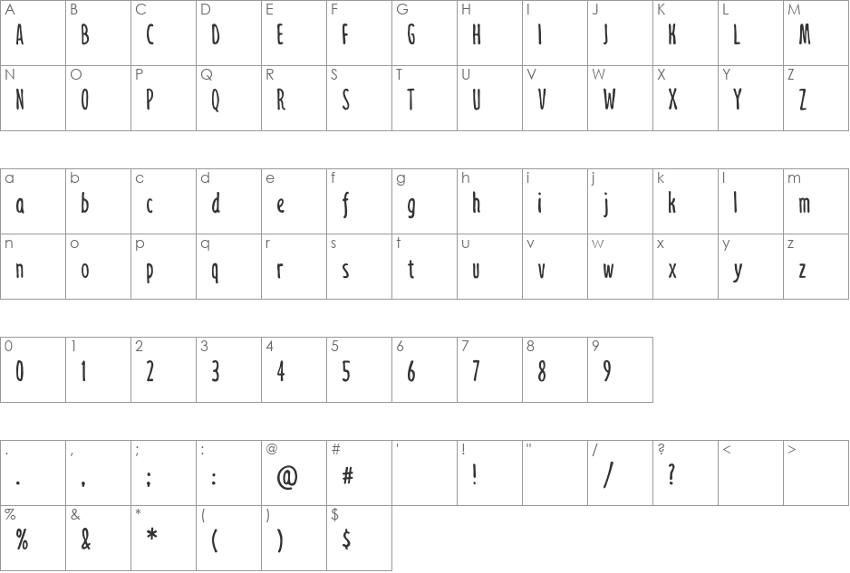 Jollysight Sans font character map preview