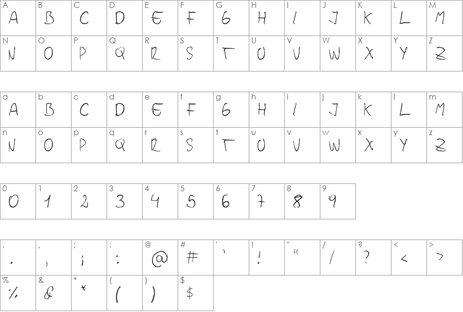 jopea302 Simple font character map preview
