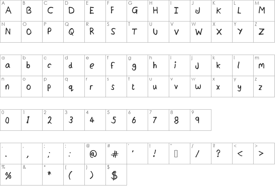 JordFont font character map preview