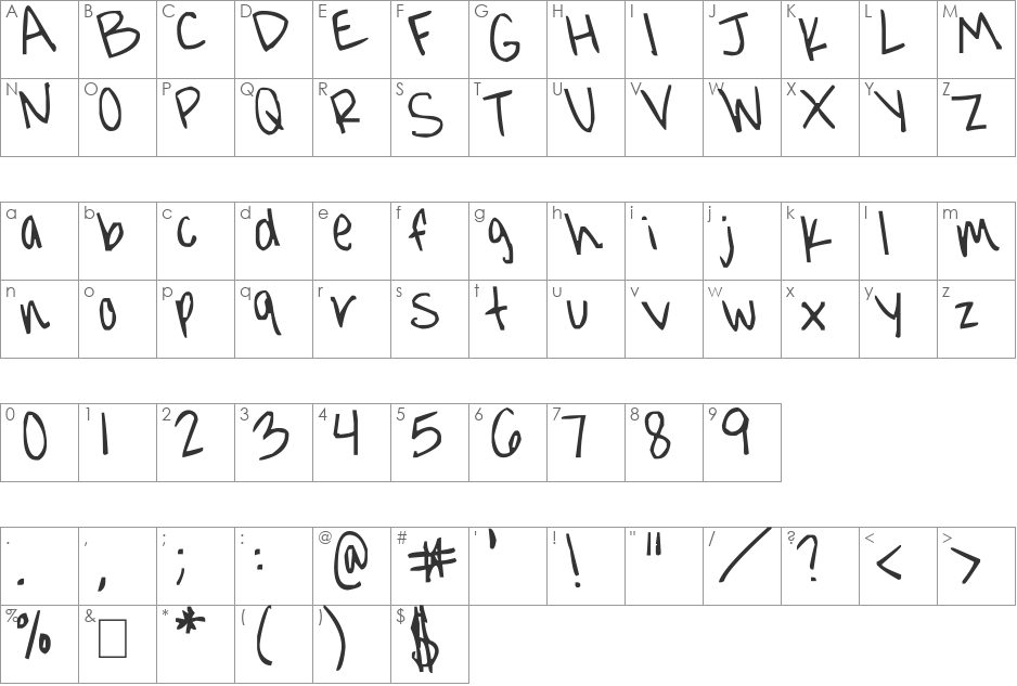 jorgieporgiepuddinpie font character map preview