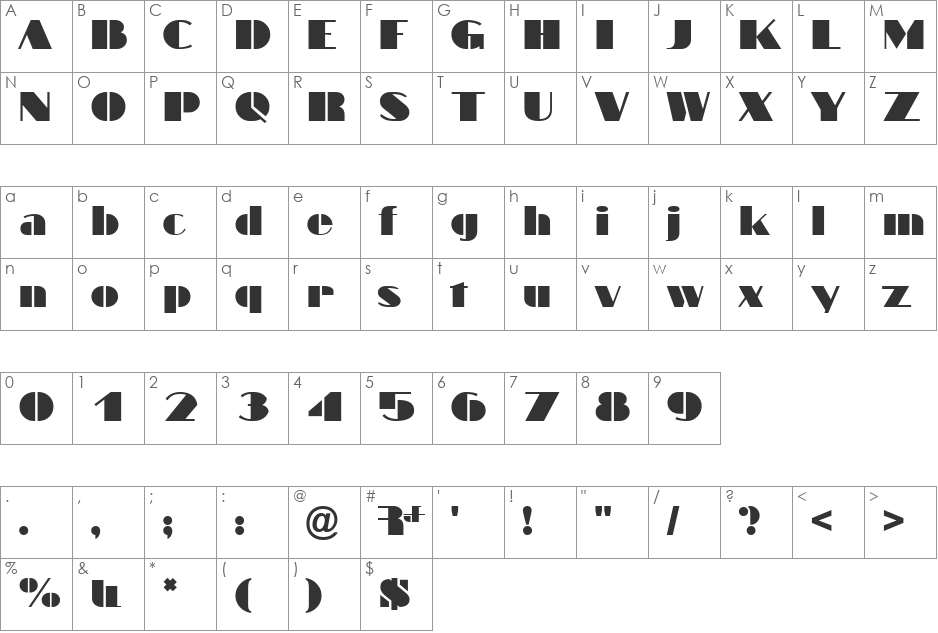 ArTarumianPastar font character map preview