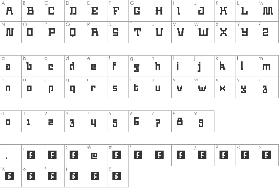 Jorongo Regular font character map preview