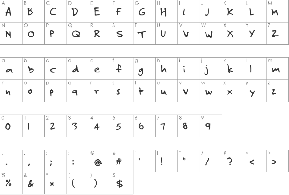 Josef Xuereb's Two and a Half Men font character map preview