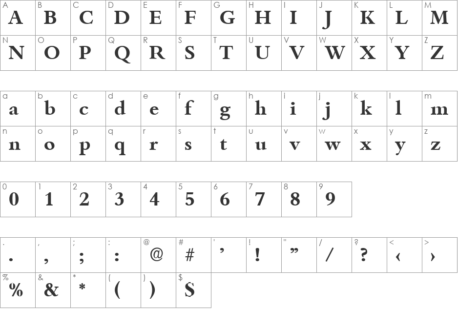 JoshuaBecker font character map preview