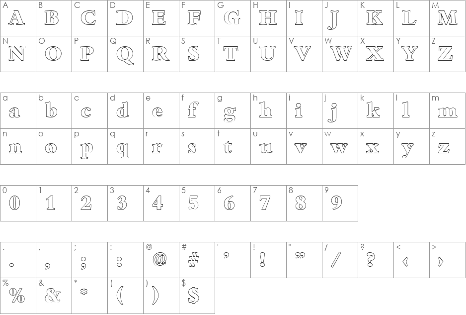 JoshuaBeckerOutline-ExtraBold font character map preview