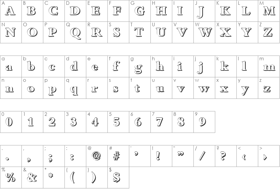 JoshuaBeckerShadow-ExtraBold font character map preview