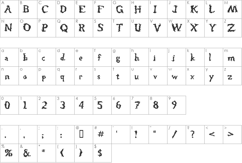Josselyn font character map preview