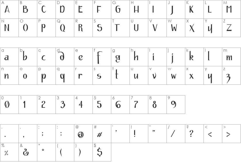 Journal font character map preview