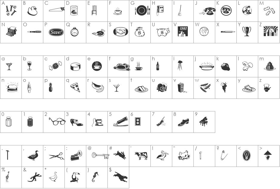 Journal Dingbats 1 font character map preview