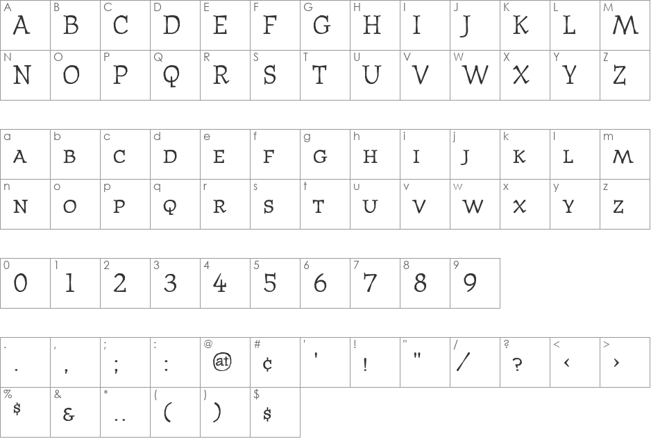 JournalTextSmallcaps font character map preview