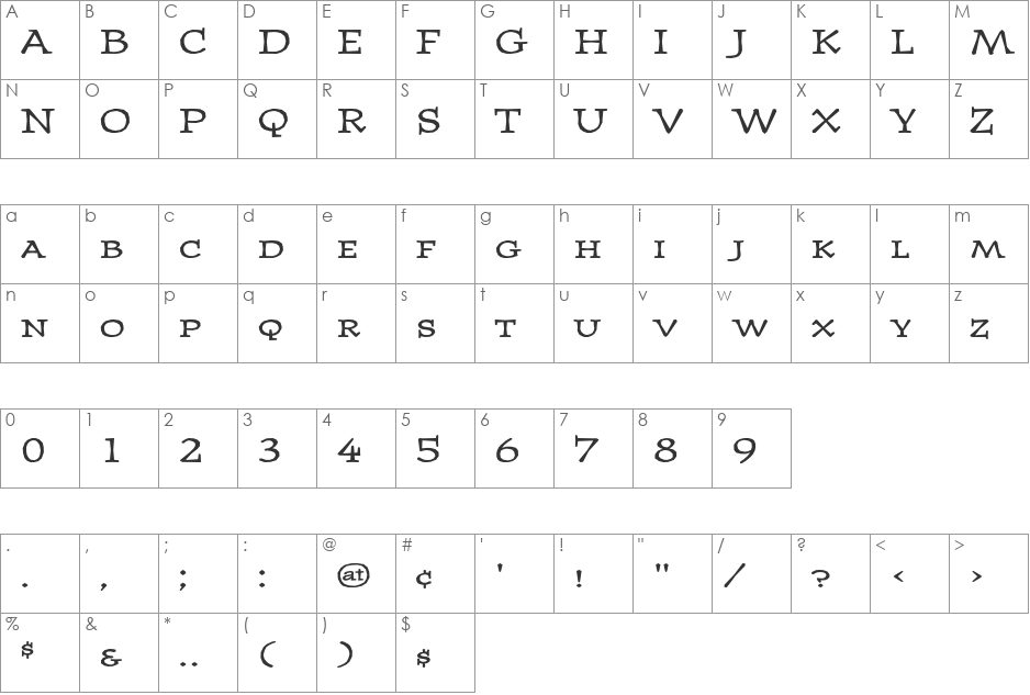 JournalUltraSmallcaps font character map preview