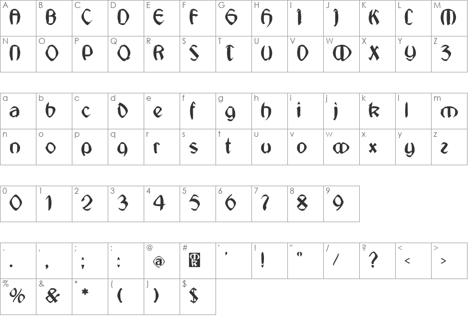 Jugendstil-Medium font character map preview