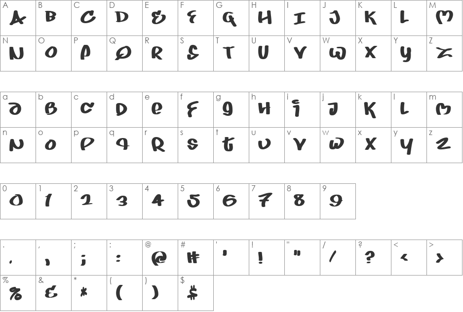 Juice font character map preview