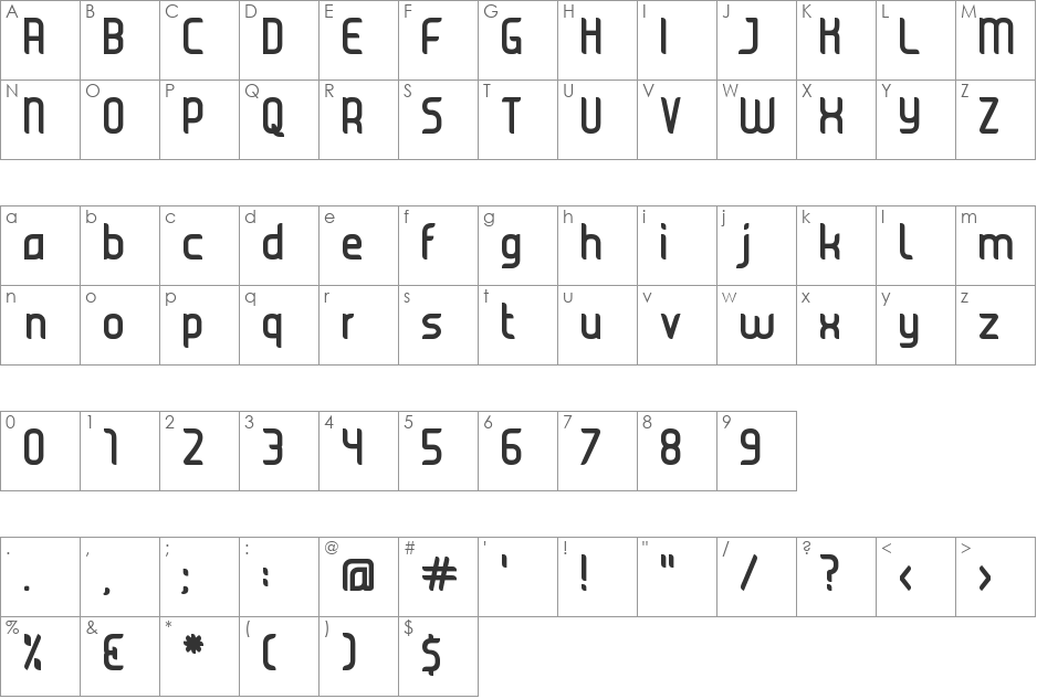 JUICE Bold font character map preview