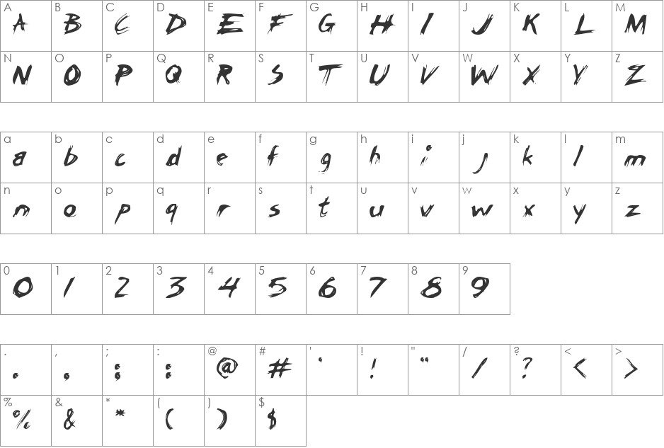 Juicy Fruit font character map preview