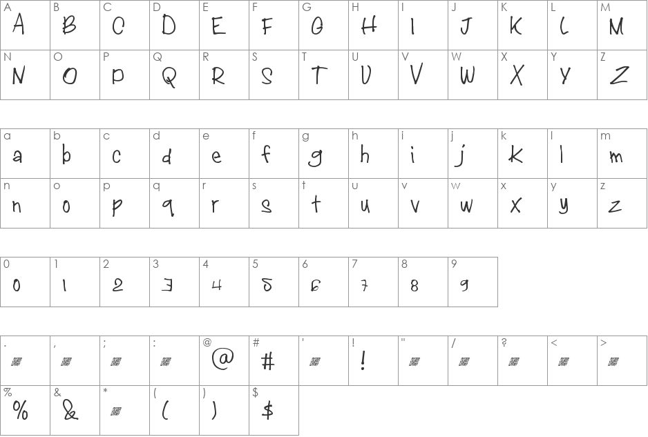 JuicyCultureDT font character map preview