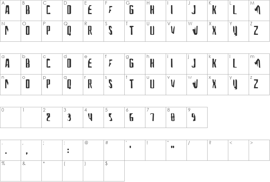 Juke Box font character map preview