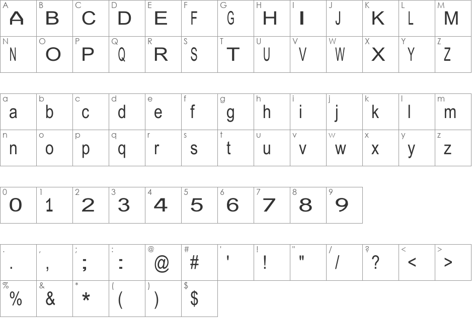 Julia Special Font W font character map preview