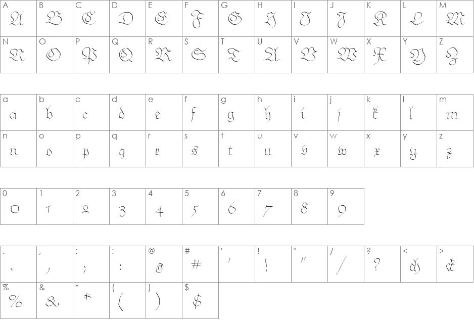 ArthritishSpringtime font character map preview