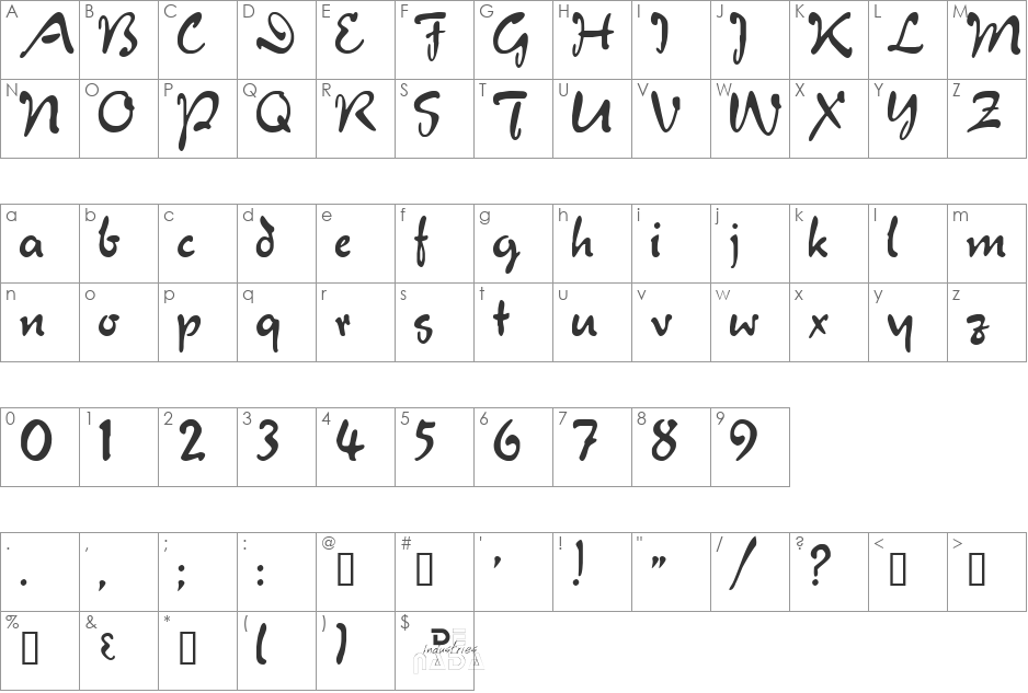 Juliet font character map preview