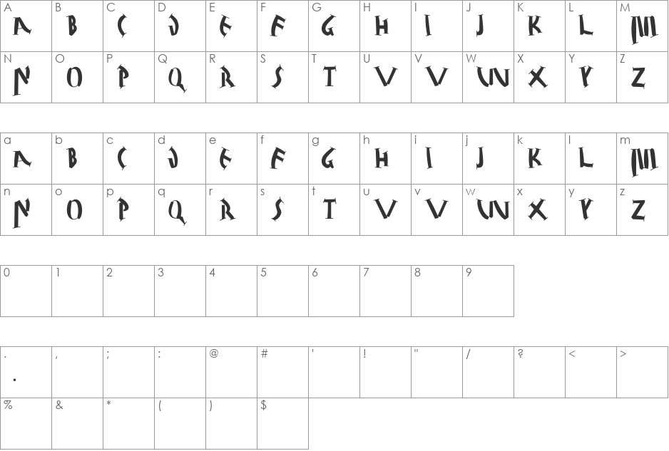 JuliusCaesarBlack font character map preview