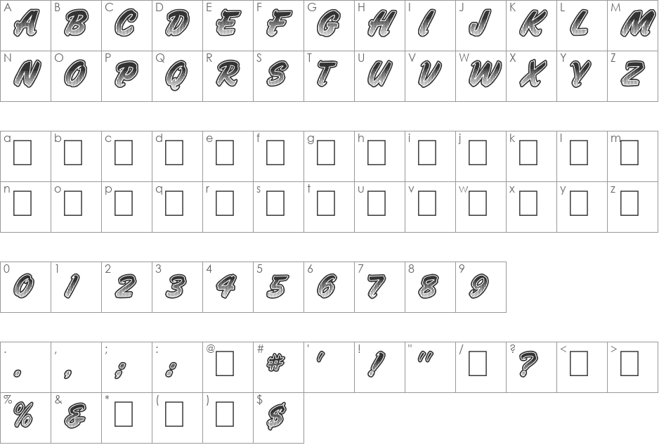 Jumbo Parade font character map preview