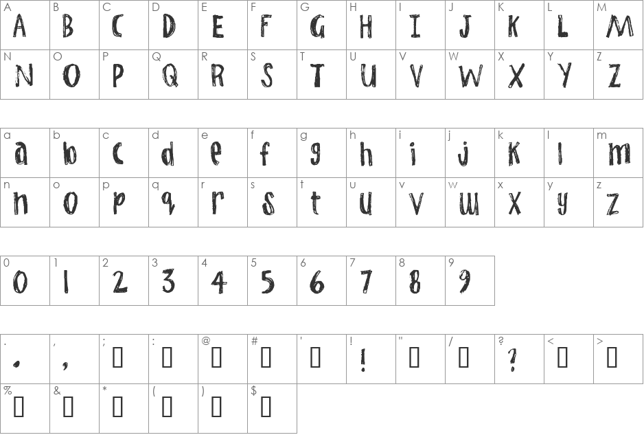 Jump Start font character map preview