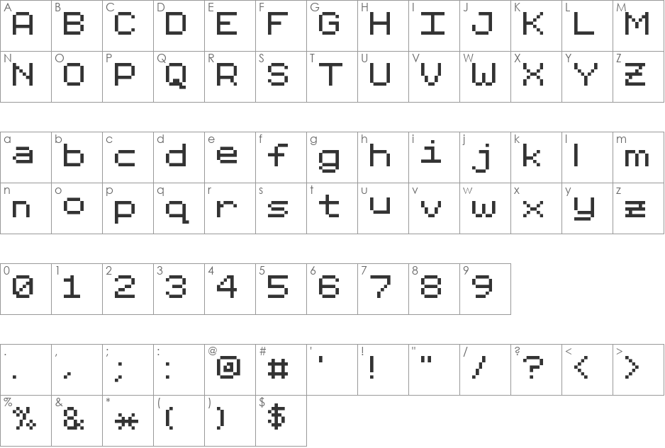 JumpStandard font character map preview