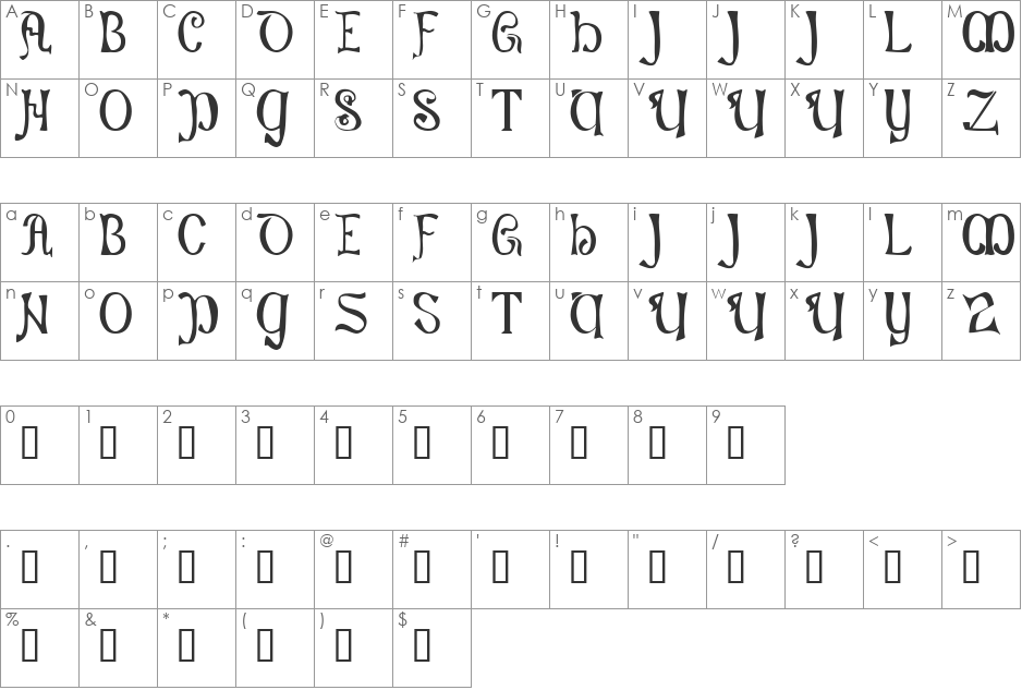 Jungle Joint font character map preview