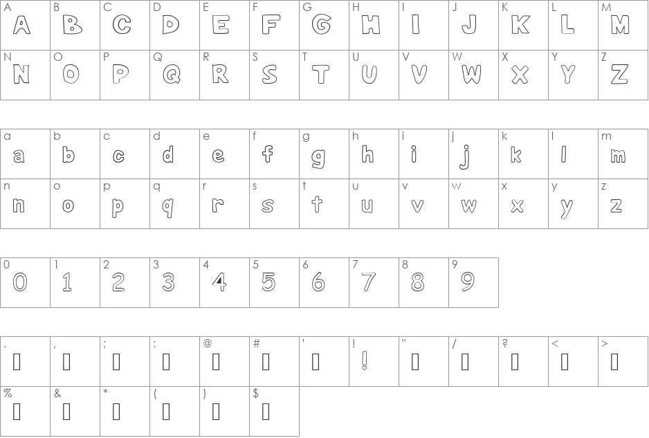 Jungle Junk font character map preview