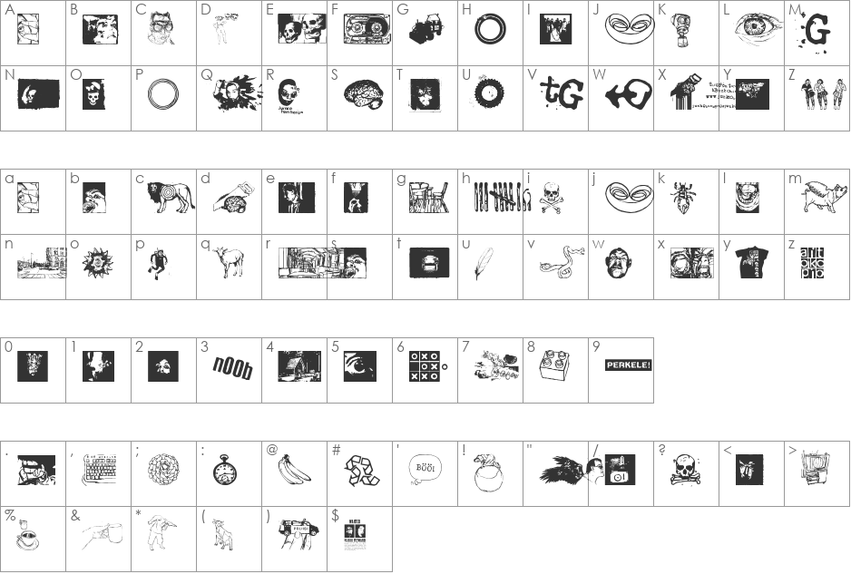 jungodingbats font character map preview