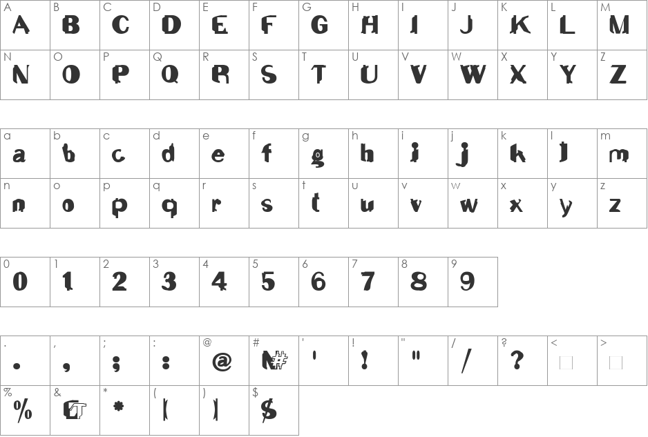 Junk font character map preview