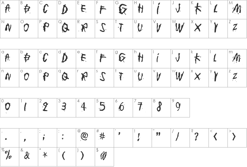 junkohanhero font character map preview