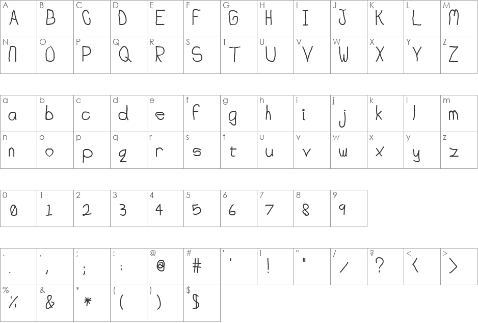 Junkyard font character map preview