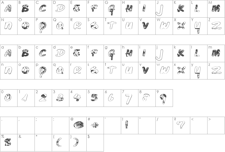 Just Before Liposuction font character map preview