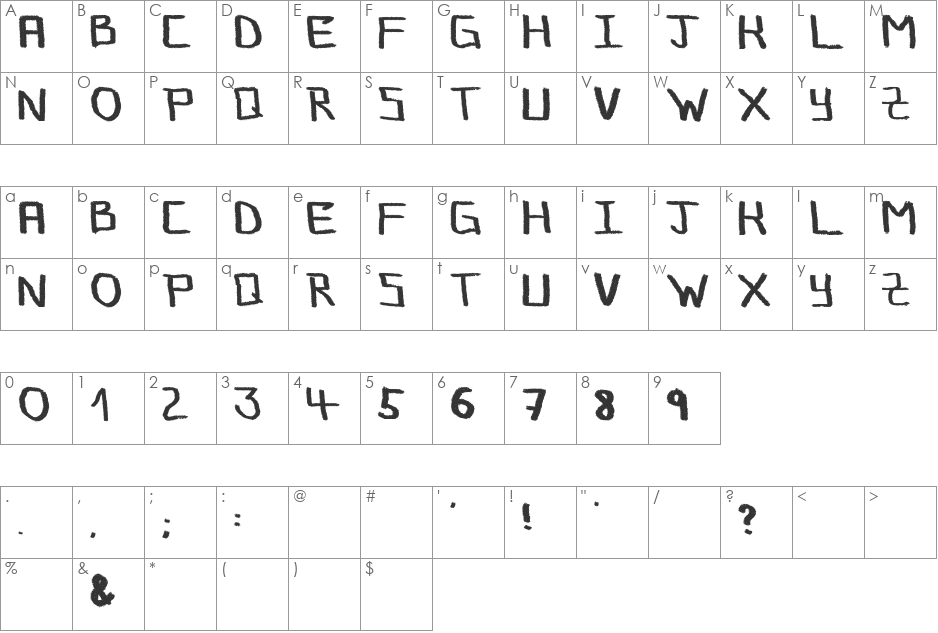 Just Chalking font character map preview