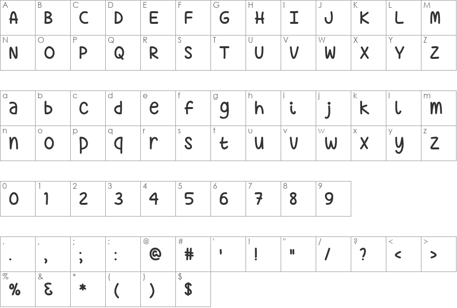 Just Sayin' font character map preview