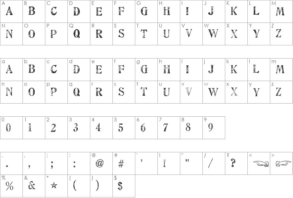 Artistamp Medium font character map preview
