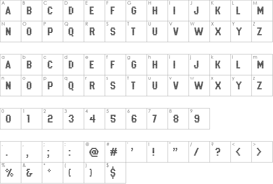 K22 Xanthus font character map preview