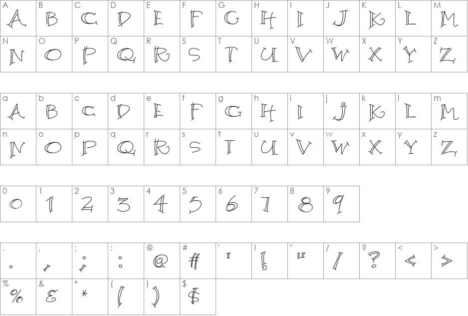 K26Argento font character map preview