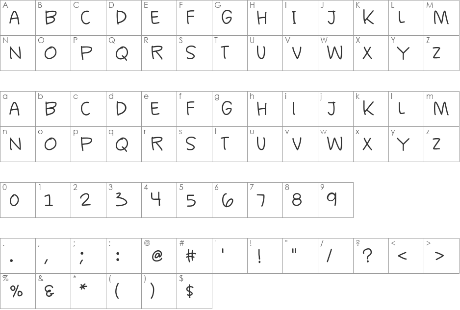 K26CasualComics font character map preview