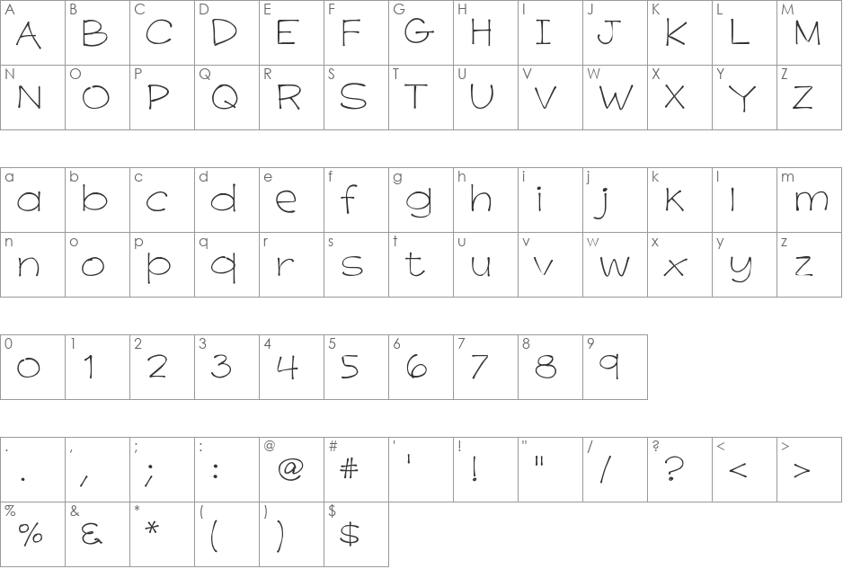 K26PrimrosePeach font character map preview