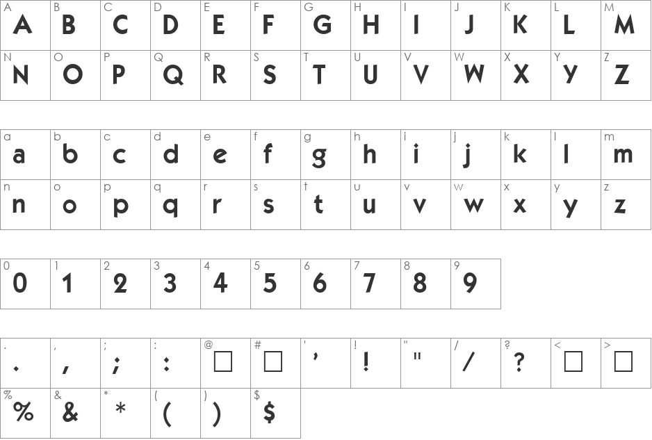 KabelBold font character map preview