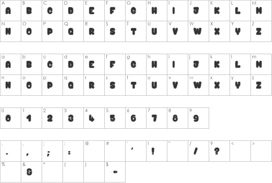 Kaboom & Bang$ font character map preview