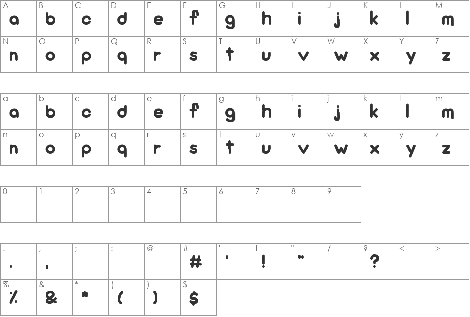 KaBoom New font character map preview