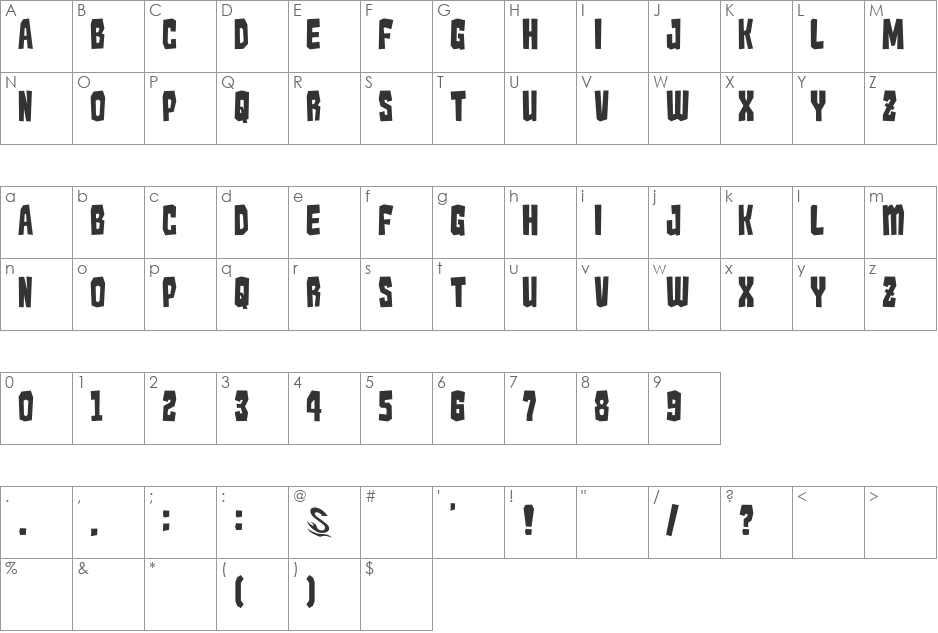 Kaiju Monster__G font character map preview