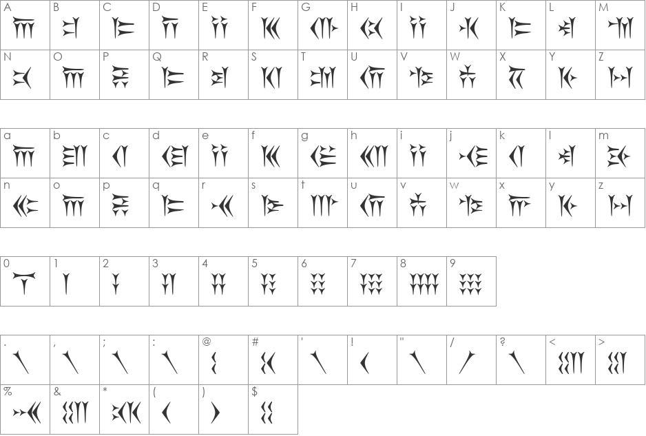 Kakoulookiam font character map preview